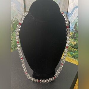 Swarovski-like Glass Necklace with silver colored snap clasp